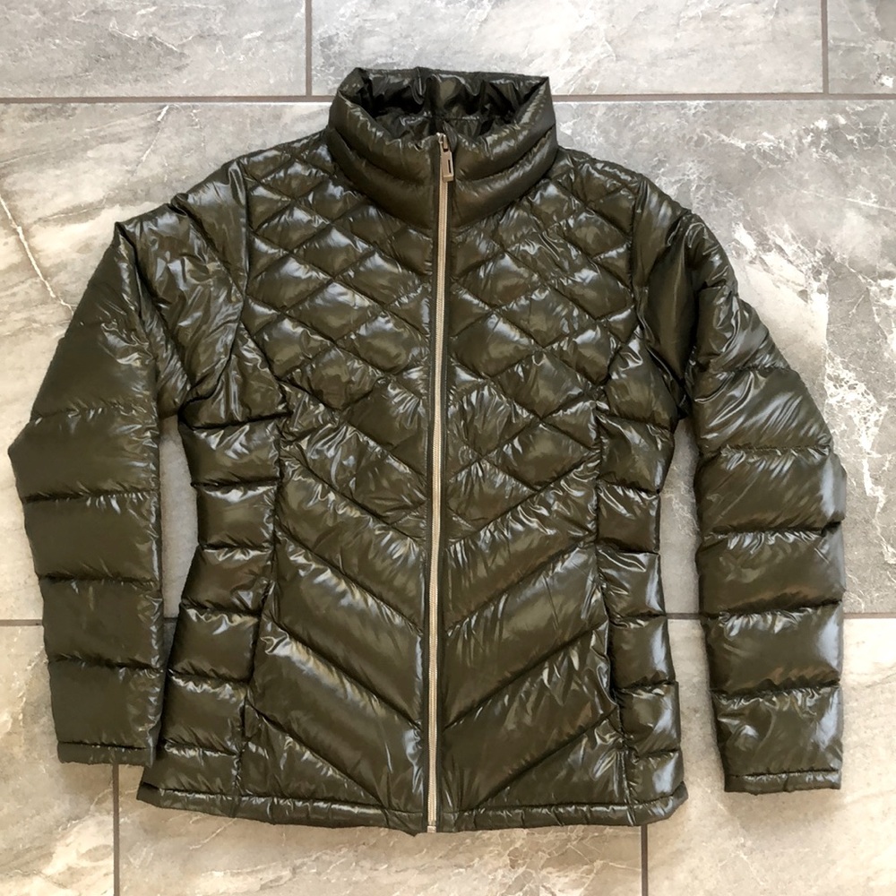 HP! Lucy Olive green quilted puffer jacket size small